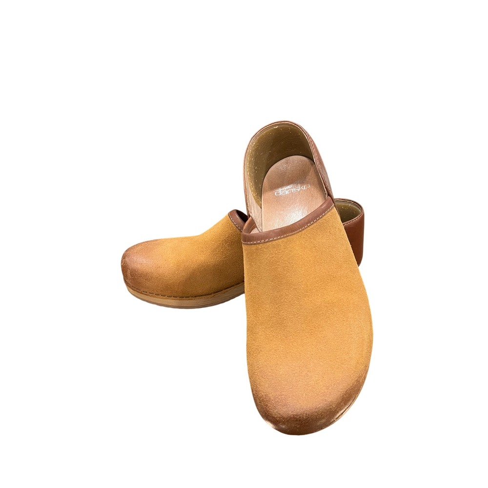 Dansko Professional Clogs Suede Leather Two Tone Brown Honey Tan 39 Womens